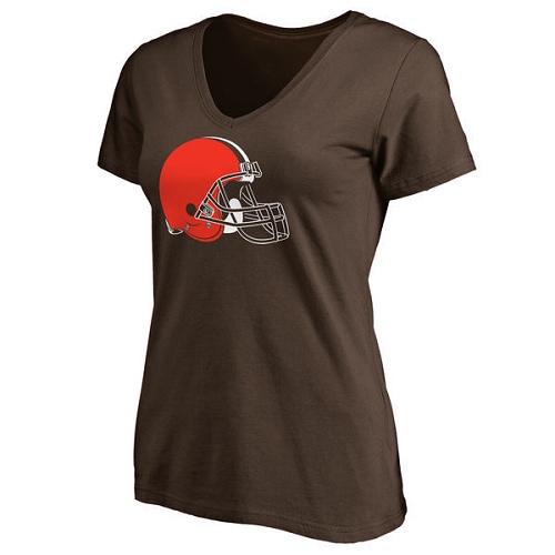 NFL Women's Cleveland Browns Pro Line Brown Primary Team Logo Slim Fit T-Shirt